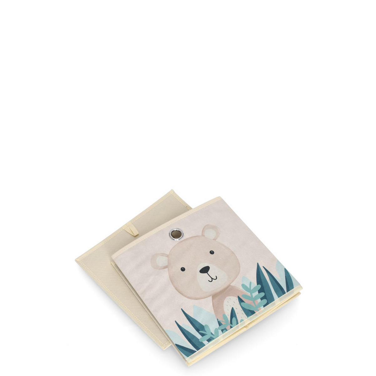 AUFBEWAHRUNGSBOX Bär, Vlies - Beige - Türkis/Beige, Textil (28/28cm) - Zeller Present