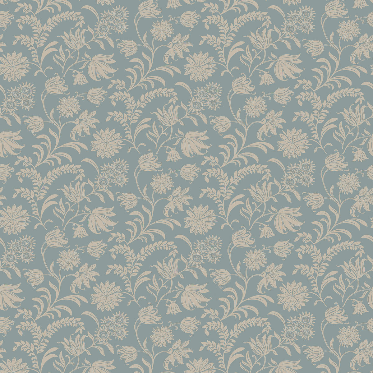 VLIESTAPETE Hemingway Blumen 1000x52cm - Blau, Papier/Kunststoff (52/1000cm) - LAURA ASHLEY