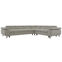 ECKSOFA NORDEN L - Hellgrau Stukture - Links Seite - Hellgrau/Schwarz, Textil/Metall (269/329cm) - MKS