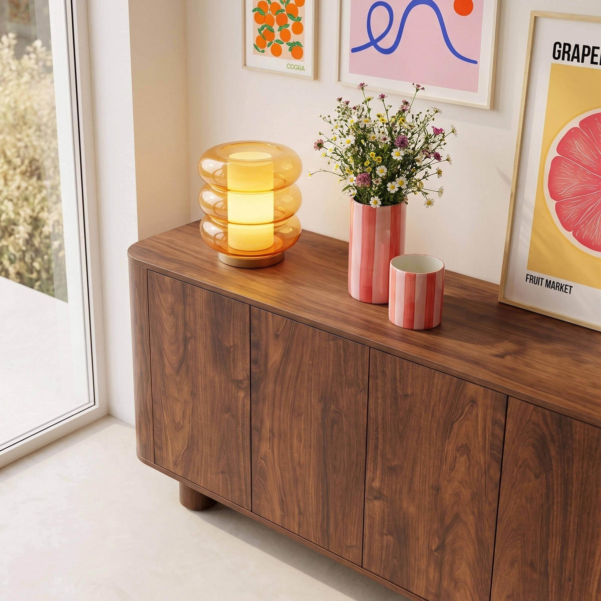 SIDEBOARD 160 cm, dunkles Holz - Braun, Holz (160/75/40cm) - Oviala