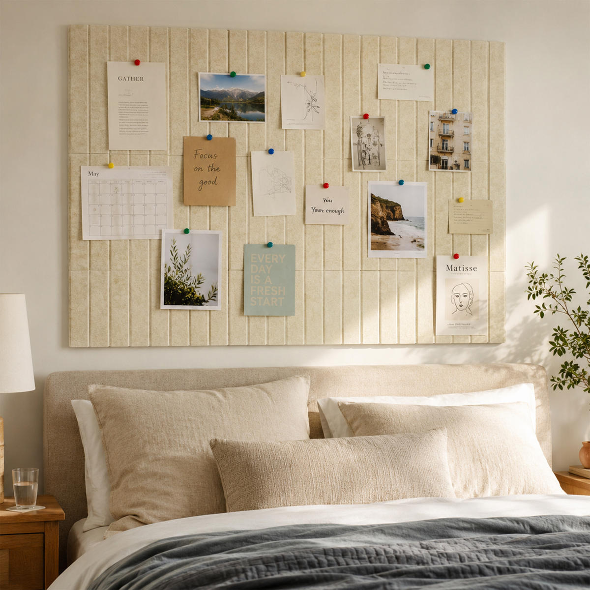 ANSLAGSTAVLA beige självhäftande 9-pack 120x90 cm - Beige, Textil (120/0.9/90cm) - Relaxdays