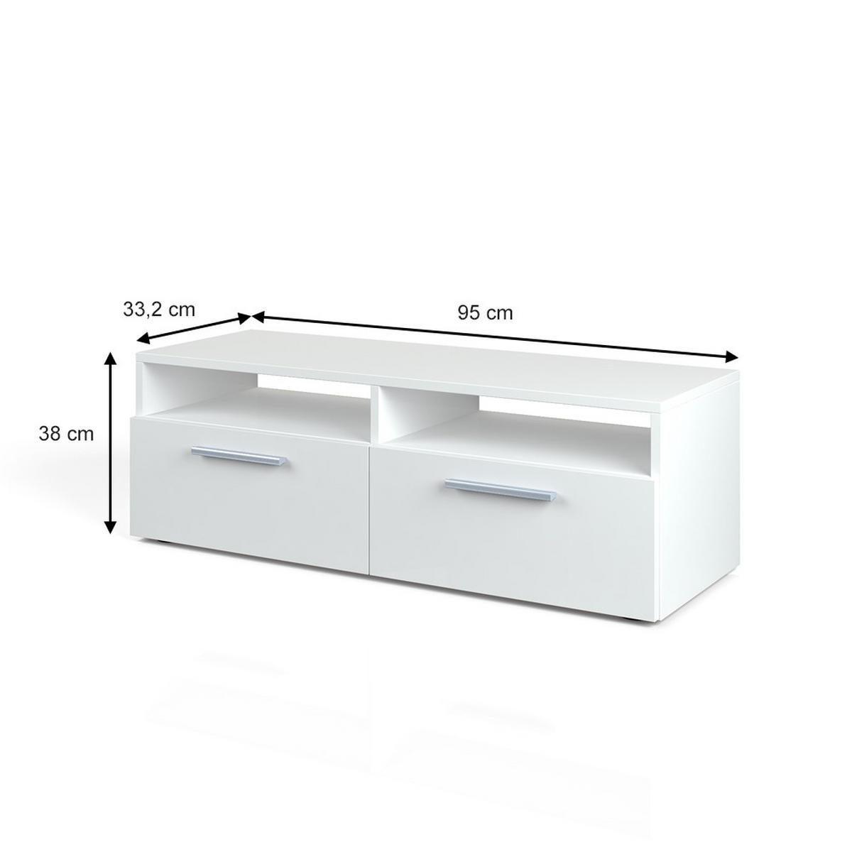 LOWBOARD Diego Weiß 95 x 38 cm - Weiß, Holzwerkstoff (190/38/33.2cm) - Vicco