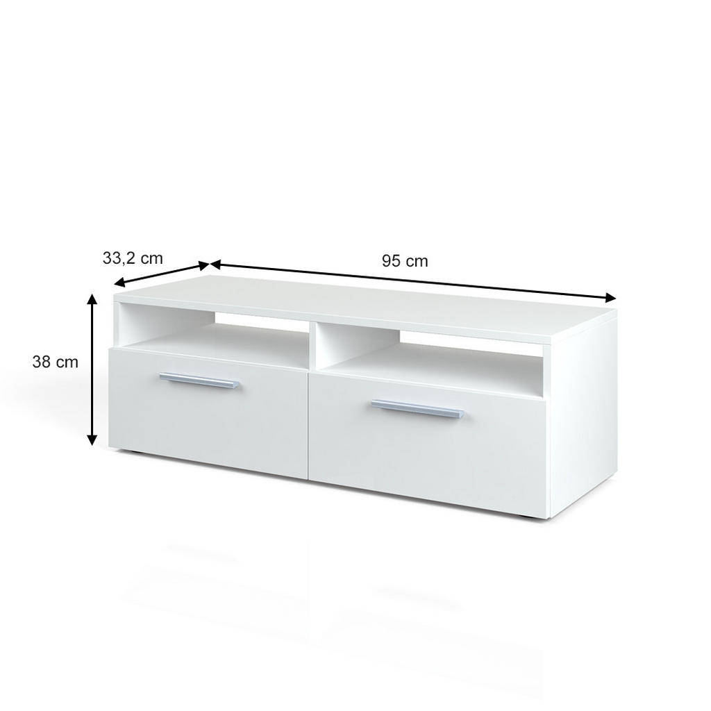 Thumbnail - Vicco Lowboard, Weiß, Weiß, Holzwerkstoff, 8 Fächer, 4 Schubladen, Rechteckig, 190x38x33.2 cm, Wohnzimmer, Wohnwände, Lo...
