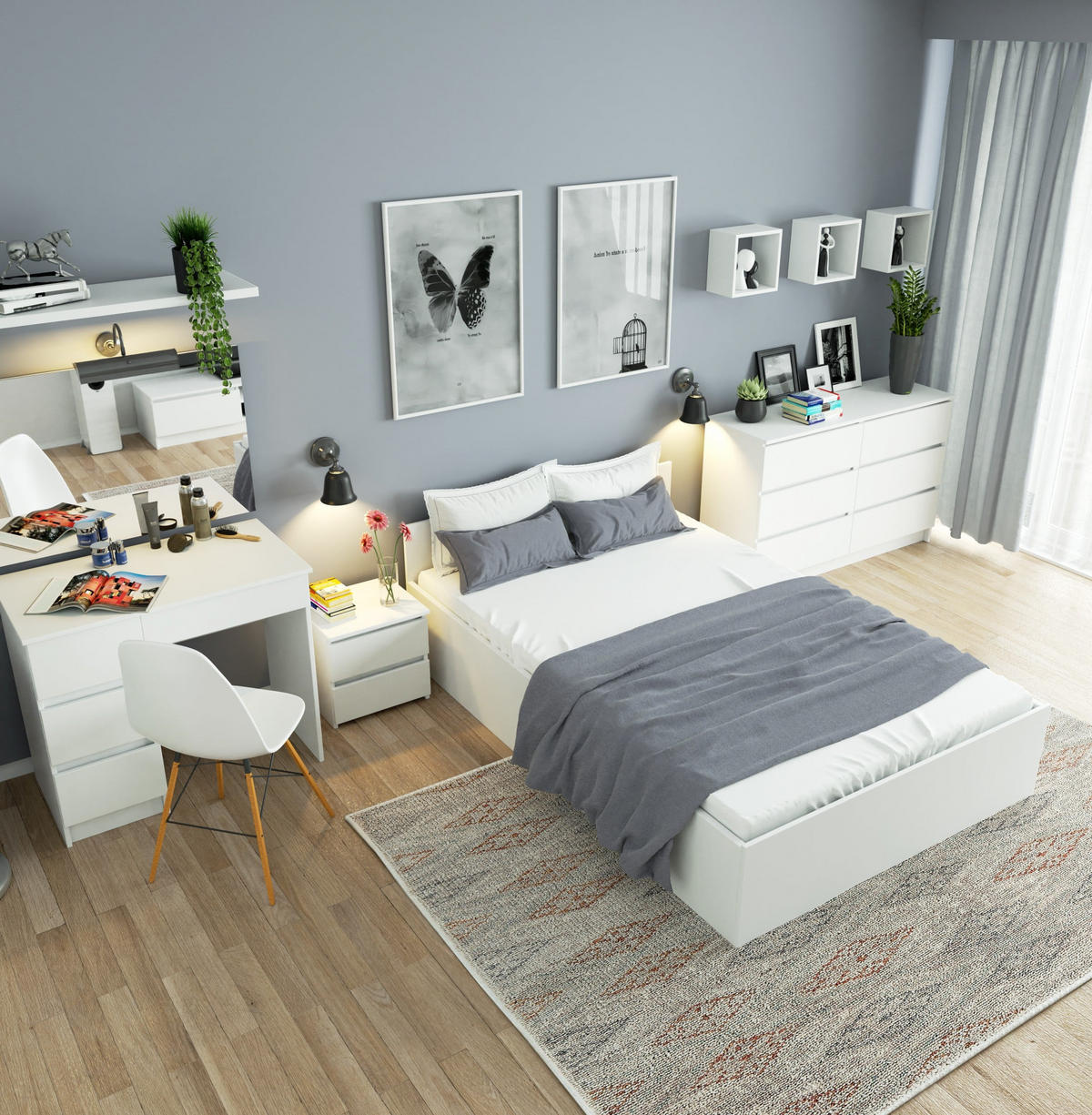 MĂSUȚĂ de machiaj cu oglindă - alb, lemn (90/142/50cm) - RAUMHIRSCH FURNITURE