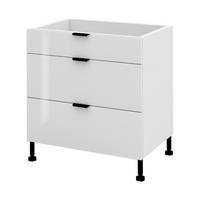 SCHUBLADENSCHRANK – 80 cm – KU-D80S3 – Lunara – Weiß Hochglanz - Weiß Hochglanz, Holzwerkstoff (80/72/52cm) - hi-markt