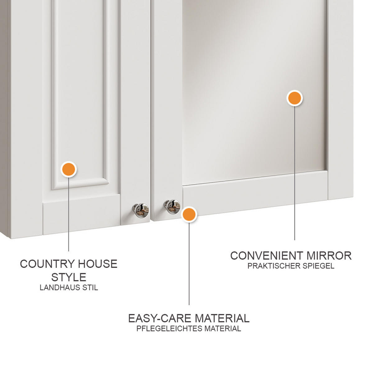 KOUPELNOVÁ SKŘÍŇKA SE ZRCADLEM Vanity Bílá - bílá, kompozitní dřevo (68/51/16.5cm) - Vicco