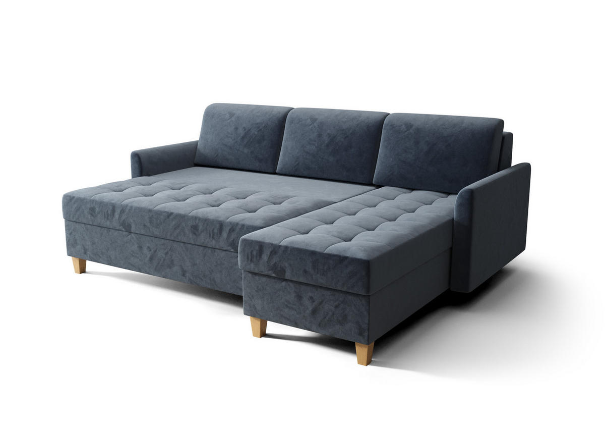 ECKSOFA KONGO RBN08, Eckcouch in L-Form mit Schlaffunktion, Farbe: Schwarz, Kunstleder, Ottomane Rechts - Schwarz, Textil (240/180cm) - O-Sofa