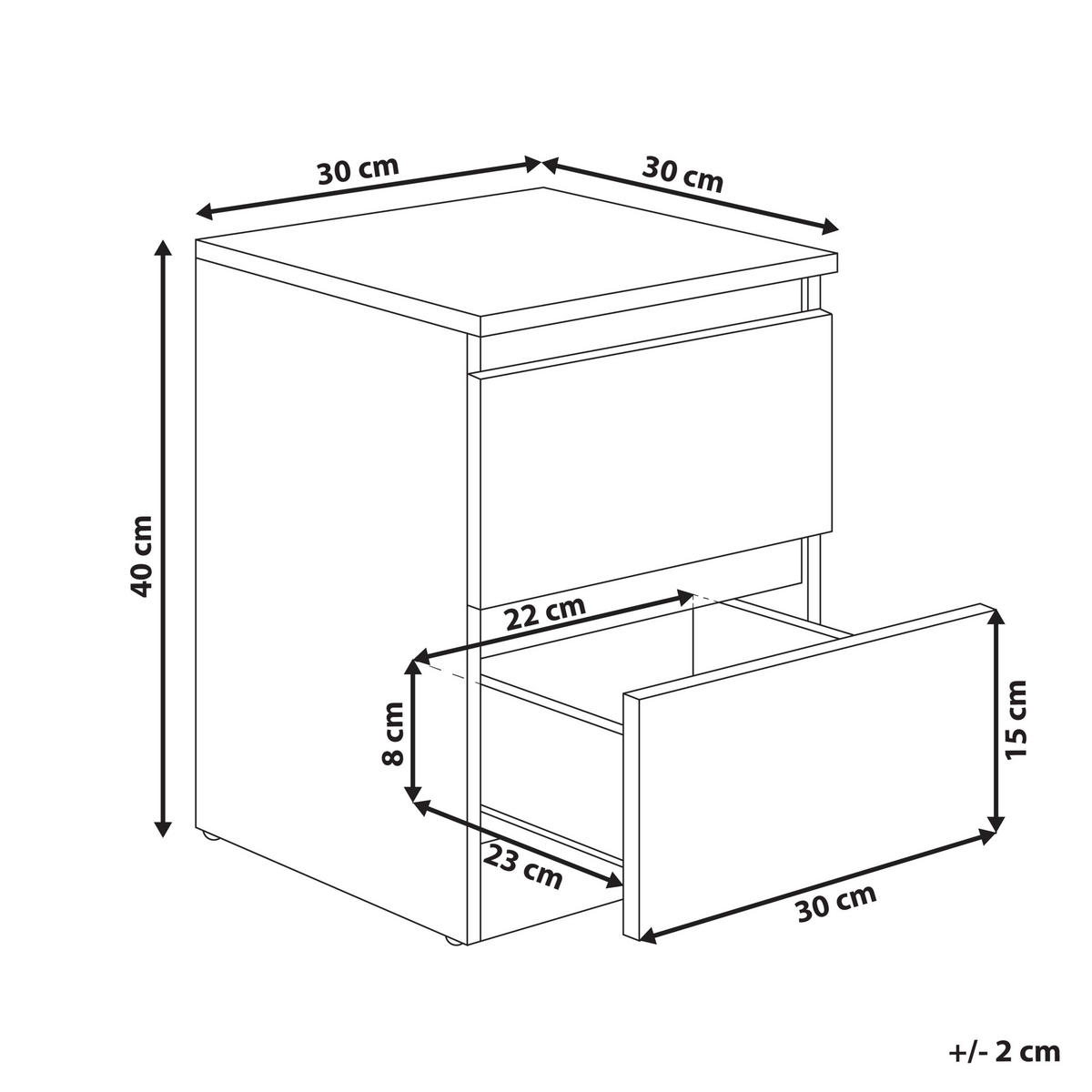 NACHTTISCH mit 2 Schubladen Weiß Winnipeg - Weiß, Holzwerkstoff (30/30/40cm) - Beliani