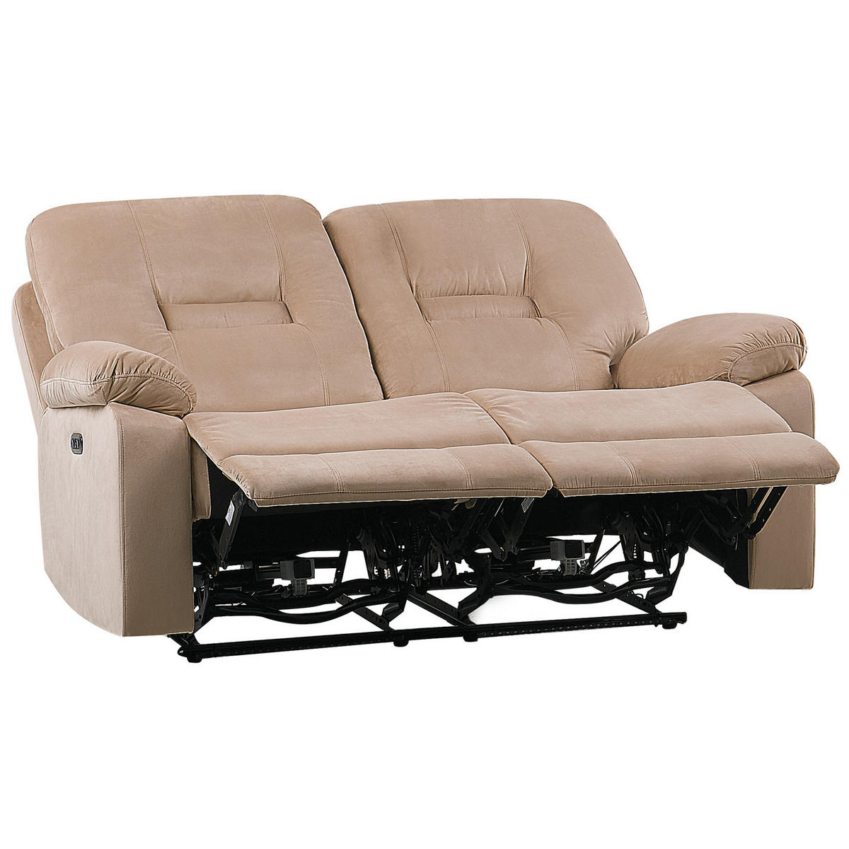 2-SITZER-SOFA mit LED-Beleuchtung Samtstoff Beige Bergen - Beige, Textil (146/101/73cm) - Beliani