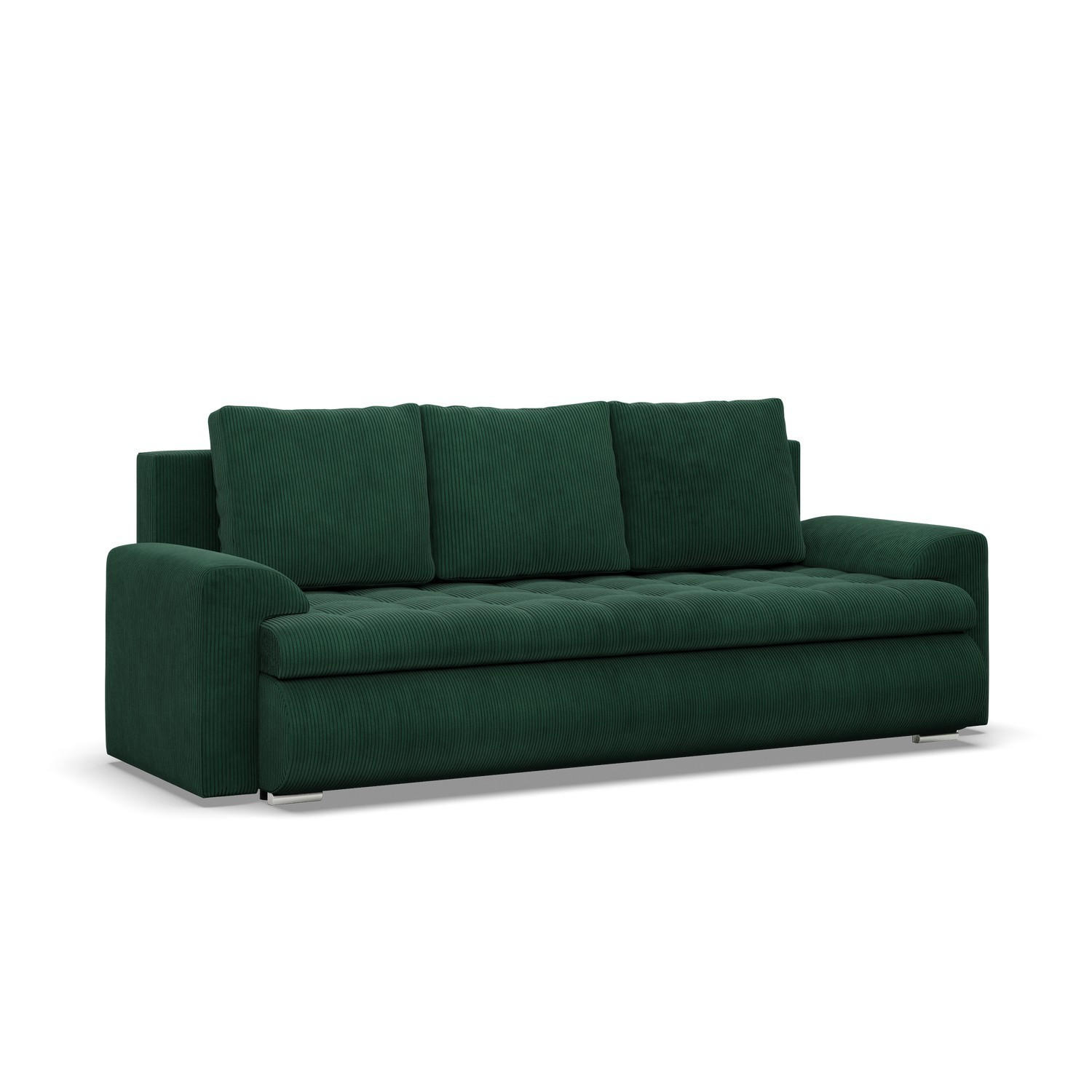 SOFA 3-SITZER MIT SCHLAFFUNKTION FORESTA, Cord - Dunkelgrün - Grün, Textil (222/92/96cm)