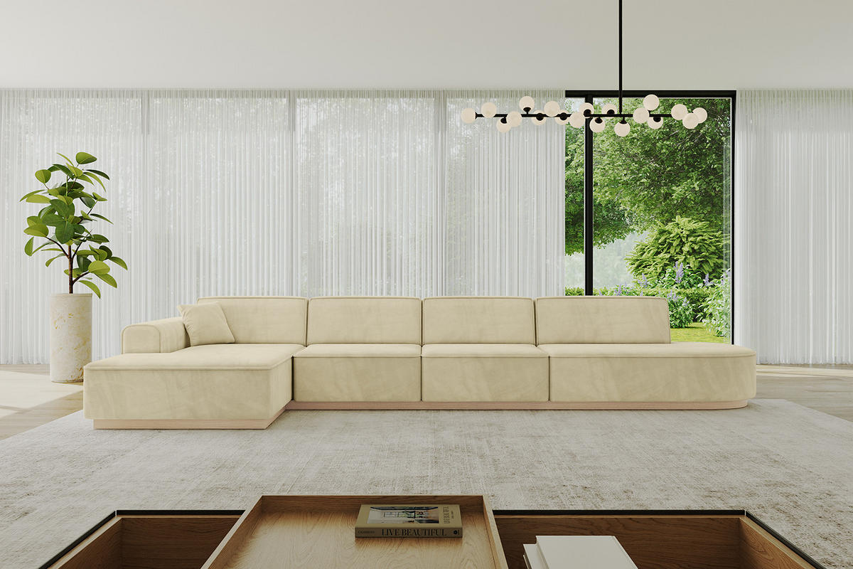 ECKSOFA Ottomane Links IREA-L3 - 412x165x80 cm Beige - Taupe, Holzwerkstoff/Textil (412/165cm) - ALTDECOR