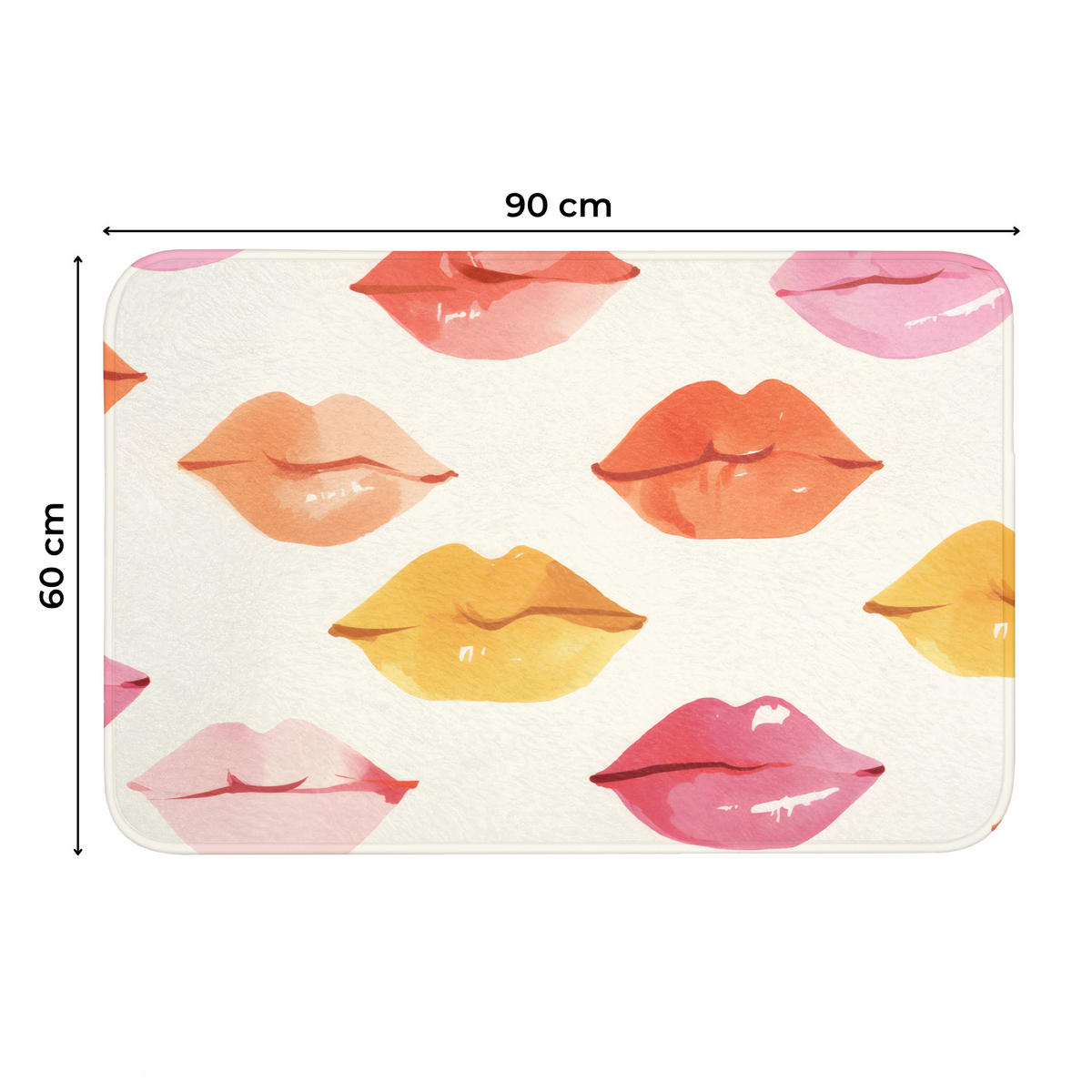 WC PŘEDLOŽKA Rty - barevné - lesklé 90x60 cm - růžová, textil/plast (90/1cm) - OnlyWow