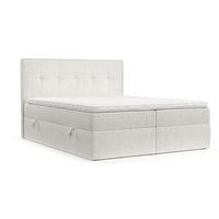 BOXBETT Mireo 200/200 cm Creme im Neve Stoff - Creme/Schwarz, Holz/Holzwerkstoff (200/200cm) - AltaBeds