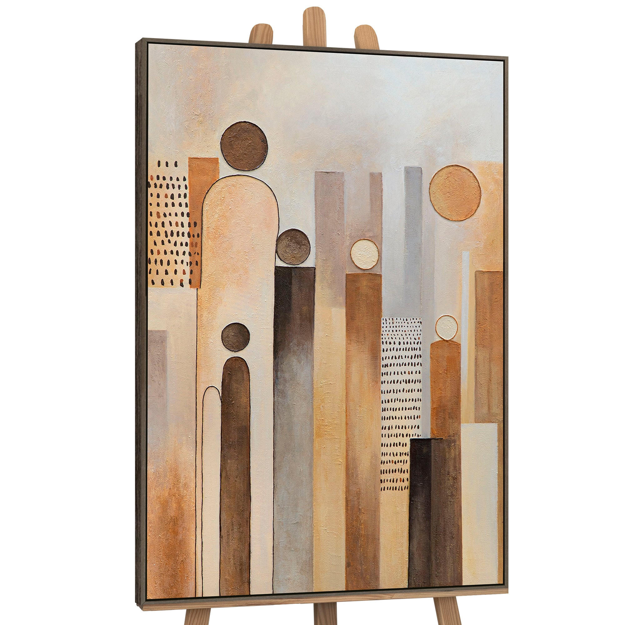 GEMÄLDE Stadt der Figuren Schattenfugenrahmen Grau 120x80 cm - Grau, Holz (120/80cm) - YS-art gallery