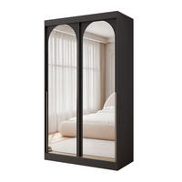 SCHWEBETÜRENSCHRANK CLARITY 2-türig 120/65/215 cm Schwarz / goldene Griffe - Goldfarben/Schwarz, Holzwerkstoff/Kunststoff (120/215/65cm) - Idohome