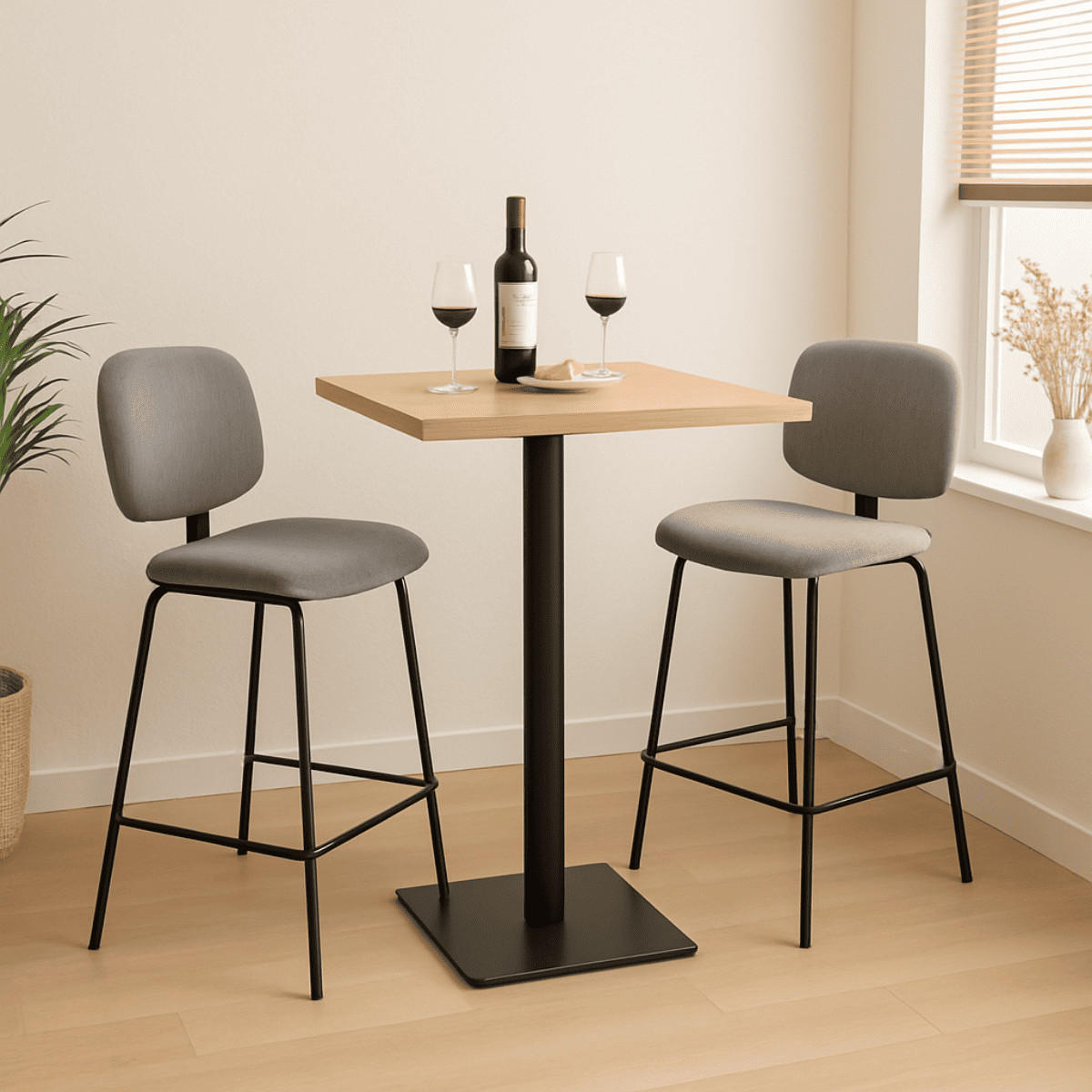 BARHOCKER (Set aus 2) aus Cordstoff mit schwarzen Metallbeinen - arus 44/50/65 cm - Hellgrau, Textil (50/65/44cm) - Calicosy