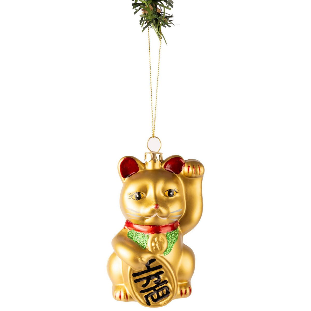 WEIHNACHTSKUGEL Maneki Neko 10 cm - Goldfarben, Glas (6/10/1cm)