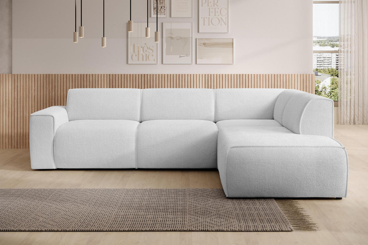 ECKSOFA L Form Didim Ivory 292/220/78 cm – großes Sofa stilvoll & bequem R - Greige/Champagner, Kunststoff/Textil (292/220cm) - AX Living