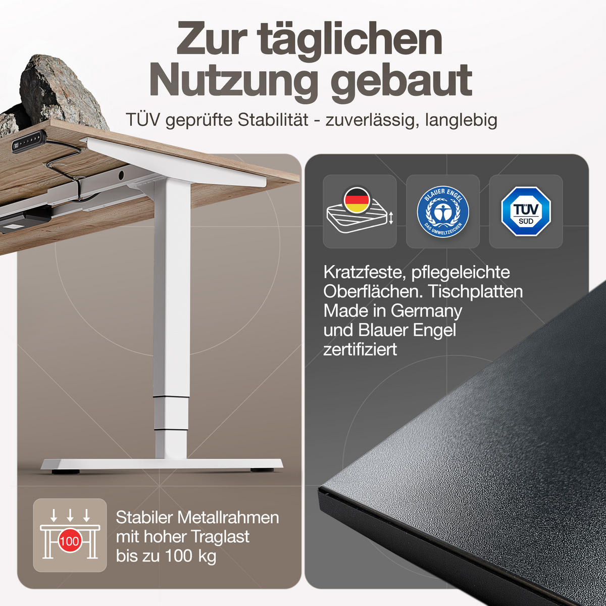 SCHREIBTISCH Elektrisch höhenverstellbarer Schreibtisch Y-Line Schwarz Signalweiß 160/80/62-127cm - Schwarz/Weiß, Holzwerkstoff/Metall (80/160/127cm) - ASSMANN
