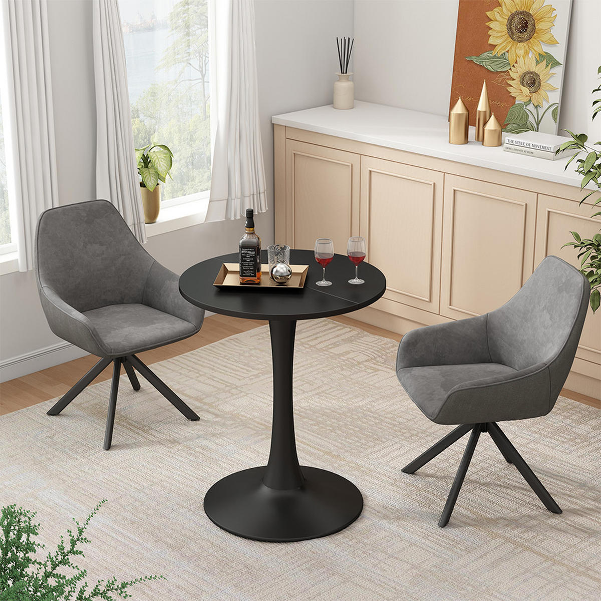 Schwarz, Holzwerkstoff (60/60/73cm) - Vicco