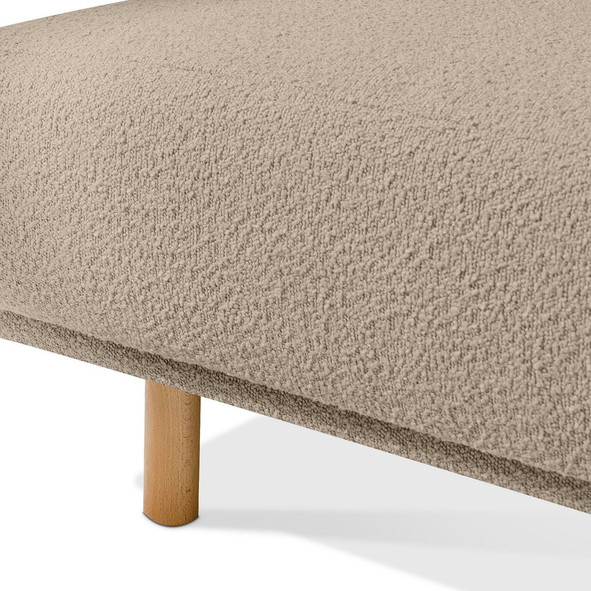 ECKSOFA-RECHTS FOSERO, Bouclé - Greige/Buchefarben, Holz/Holzwerkstoff (204/155cm) - KONSIMO®