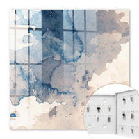 SCHLÜSSELBOX Weiß 30x30 cm – Türöffnung nach rechts - Wasserfarbenflecken - Blau, Metall (30/30/5cm) - TULUP