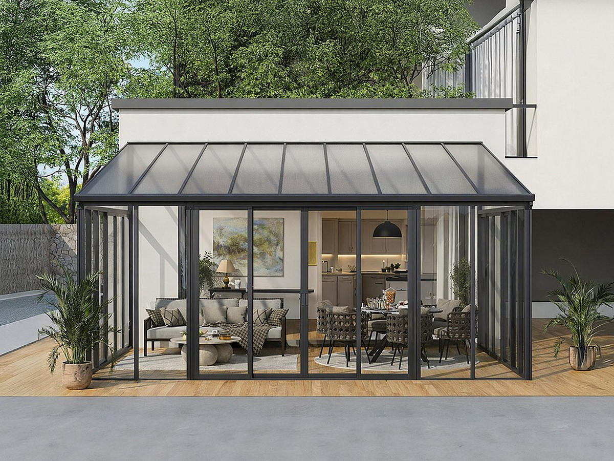 SELBSTTRAGENDE Pergola - 546cm x 382cm - Polycarbonat - anthrazitgrau - MATHILDA - Anthrazit, Kunststoff (546/224/382cm) - Vente-Unique
