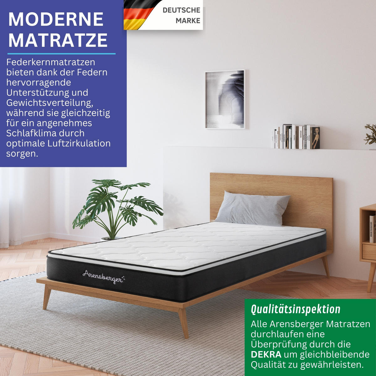 TASCHENFEDERKERNMATRATZE EMILIA HÖHE 23cm 120x200cm - Weiß, Textil/Metall (120/200cm) - Arensberger