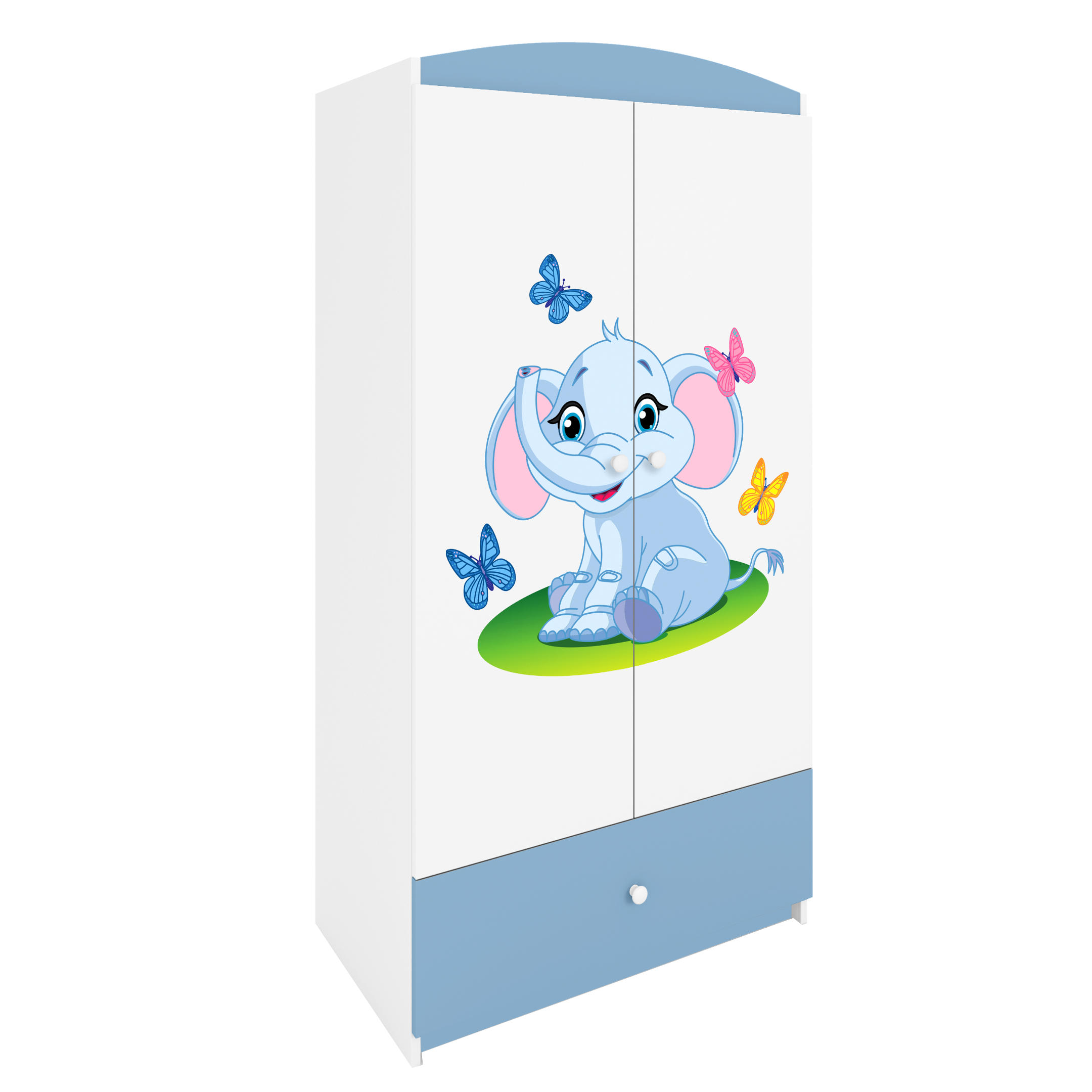 KINDERKLEIDERSCHRANK Elefant 90/175/52 - Blau, Holzwerkstoff (90/175/52cm) - Kocot Kids