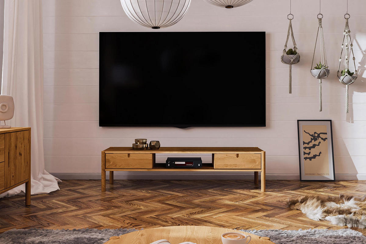 TV-SCHRANK INA Wildeiche - Dunkelbraun, Holz (160/39/46cm) - byoak