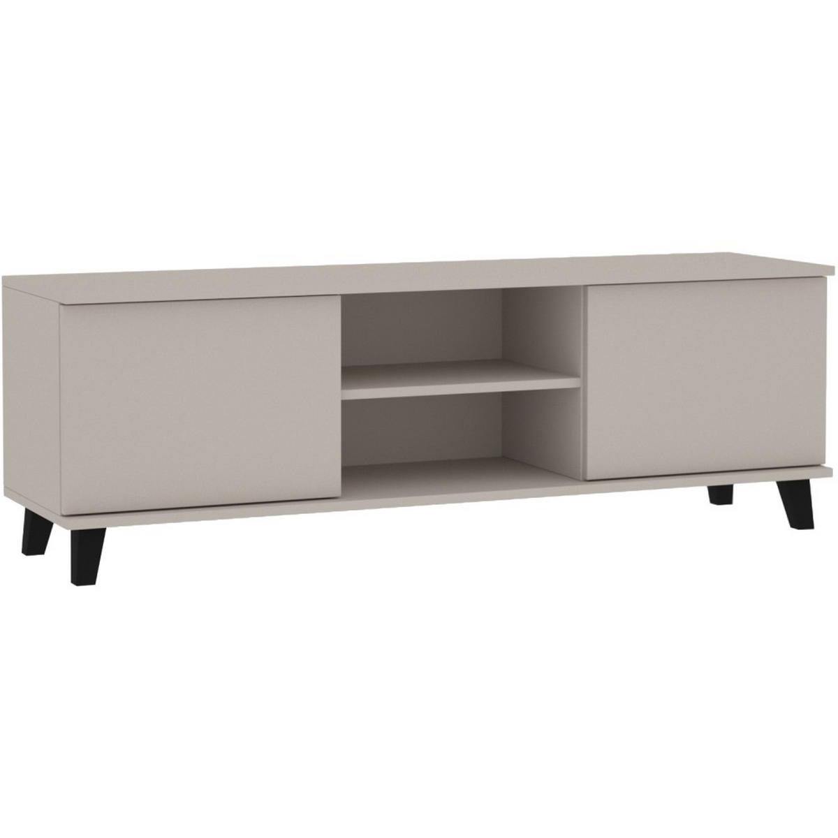 LOWBOARD Home mit 2 Türen, ohne Griffe, Kaschmir - Kaschmir/Schwarz, Holzwerkstoff (150/50/40cm) - Beautysofa