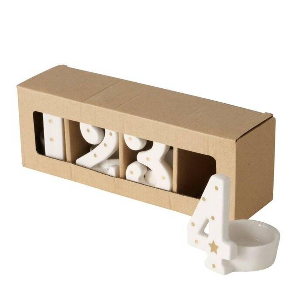 ADVENTSKERZENHALTER Numero - Weiß, Keramik (6/8.5cm) - Boltze Home