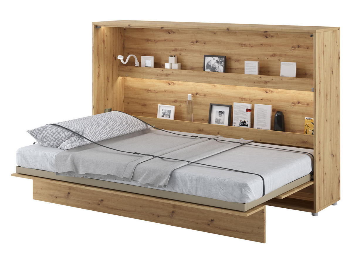 SCHRANKBETT Bed-Concept BC-05 120x200 mit weißer LED Beleuchtung - Eiche Artisan/Grau, Holz/Holzwerkstoff (120/200cm) - MIRJAN24