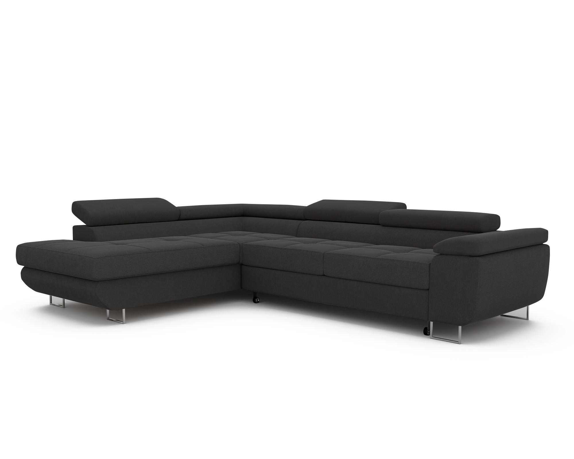 ECKSOFA ANTON mit Schlaffunktion und Bettkasten Anthrazit - Anthrazit, Holzwerkstoff/Kunststoff (274/203cm) - Idohome