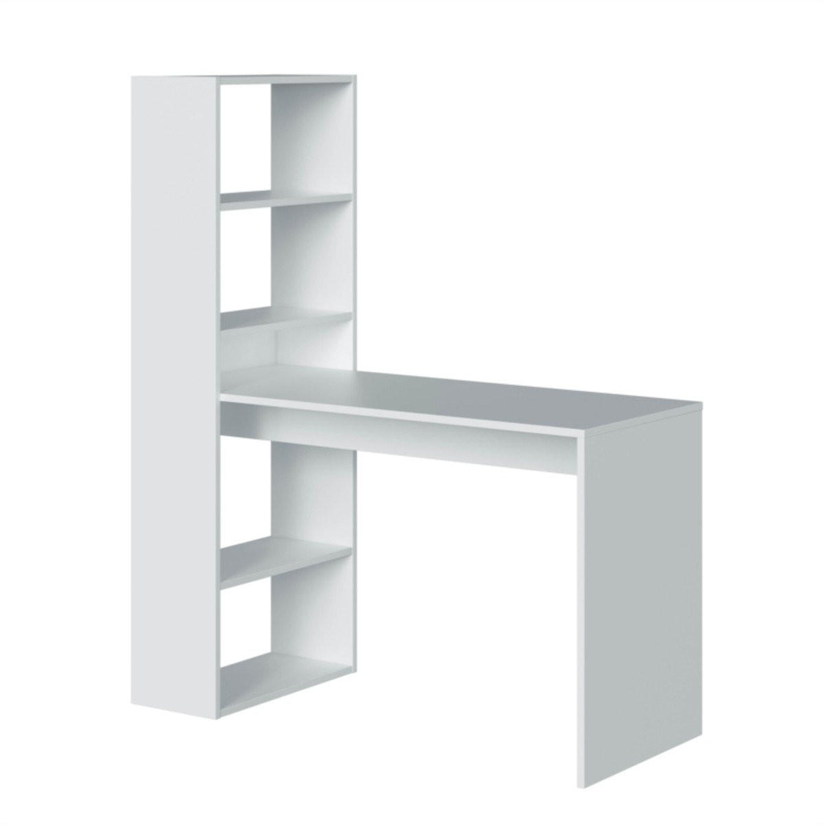 SCHREIBTISCH mit Regal - L120 cm - Weiß, Holzwerkstoff (120/53/144cm) - Calicosy