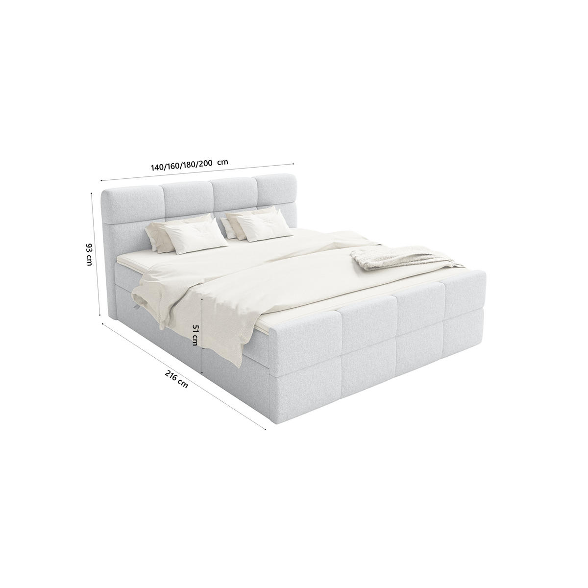 BOXSPRINGBETT ALZEA 160x200 cm, Silber - Silberfarben, Textil (160/200cm) - Fedve