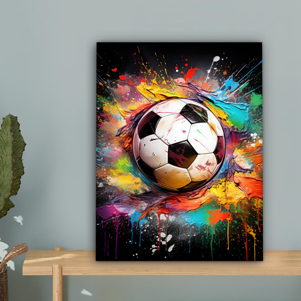 LEINWANDBILD Fußball - Farbe - Farben - Schwarz - Weiß 30x40 cm - Weiß, Textil (30/40cm) - MuchoWow