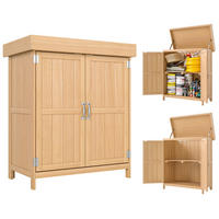 GARTENSCHRANK DE-09228 mit Doppeltür und 2 Fächern Natur - Naturfarben, Holz (43/88/74cm) - ComfortXL