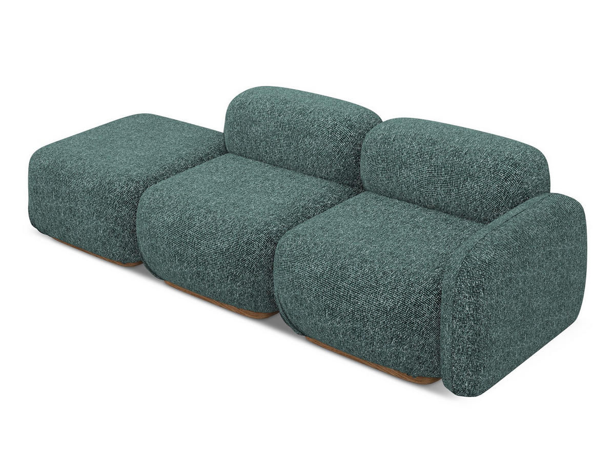 3-SITZER SOFA Links Strukturstoff Stoff Blau - Blau/Blaugrau, Holz/Textil (258/73/95cm) - Makamii