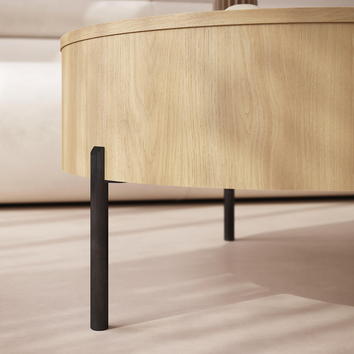 COUCHTISCH rund aufklappbar höhenverstellbar Stauraum 79/79/42 cm - Eichefarben, Holzwerkstoff (79.5/79.5/42.7cm) - designimpex