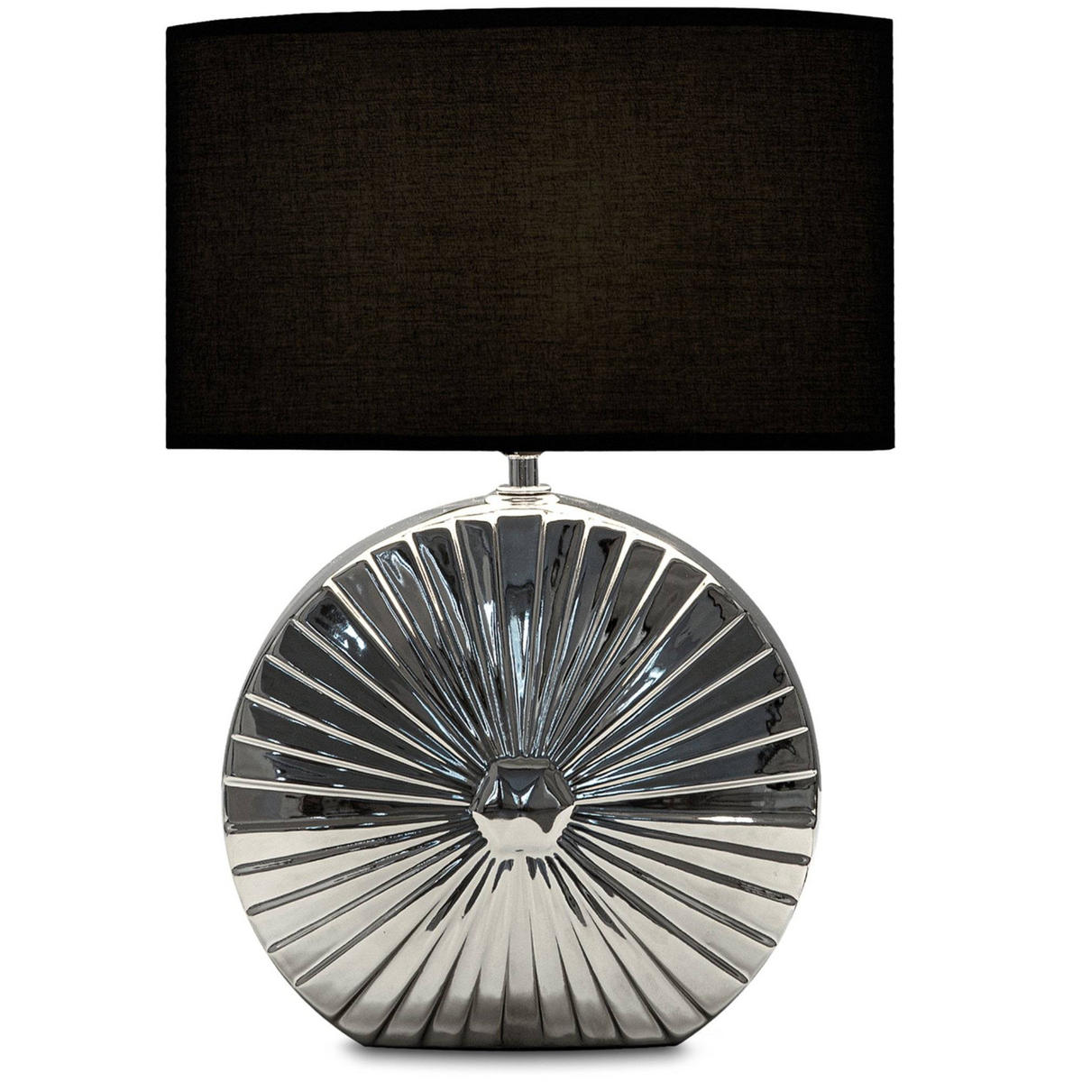 TISCHLAMPE RITIM 2-er Set, Silber/Schwarz - Silberfarben/Schwarz, Keramik/Textil (18/31/44cm) - KONSIMO®