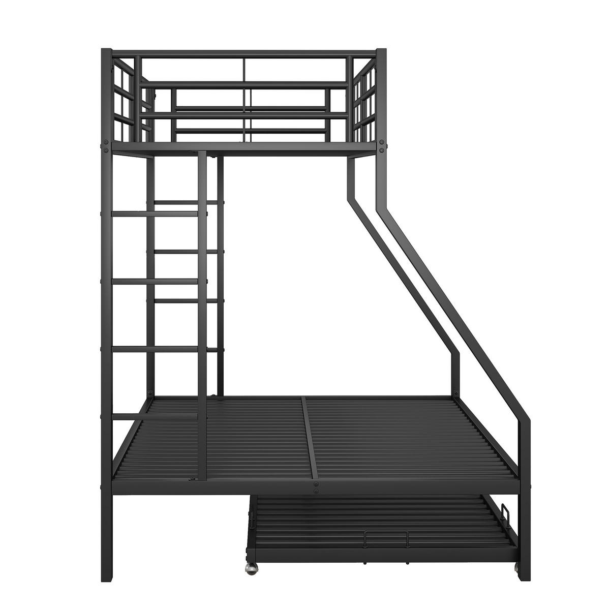 ETAGENBETT 90/190 cm schwarz Metall mit ausziehbarem Bett - Schwarz, Metall (90/190cm) - OKWISH