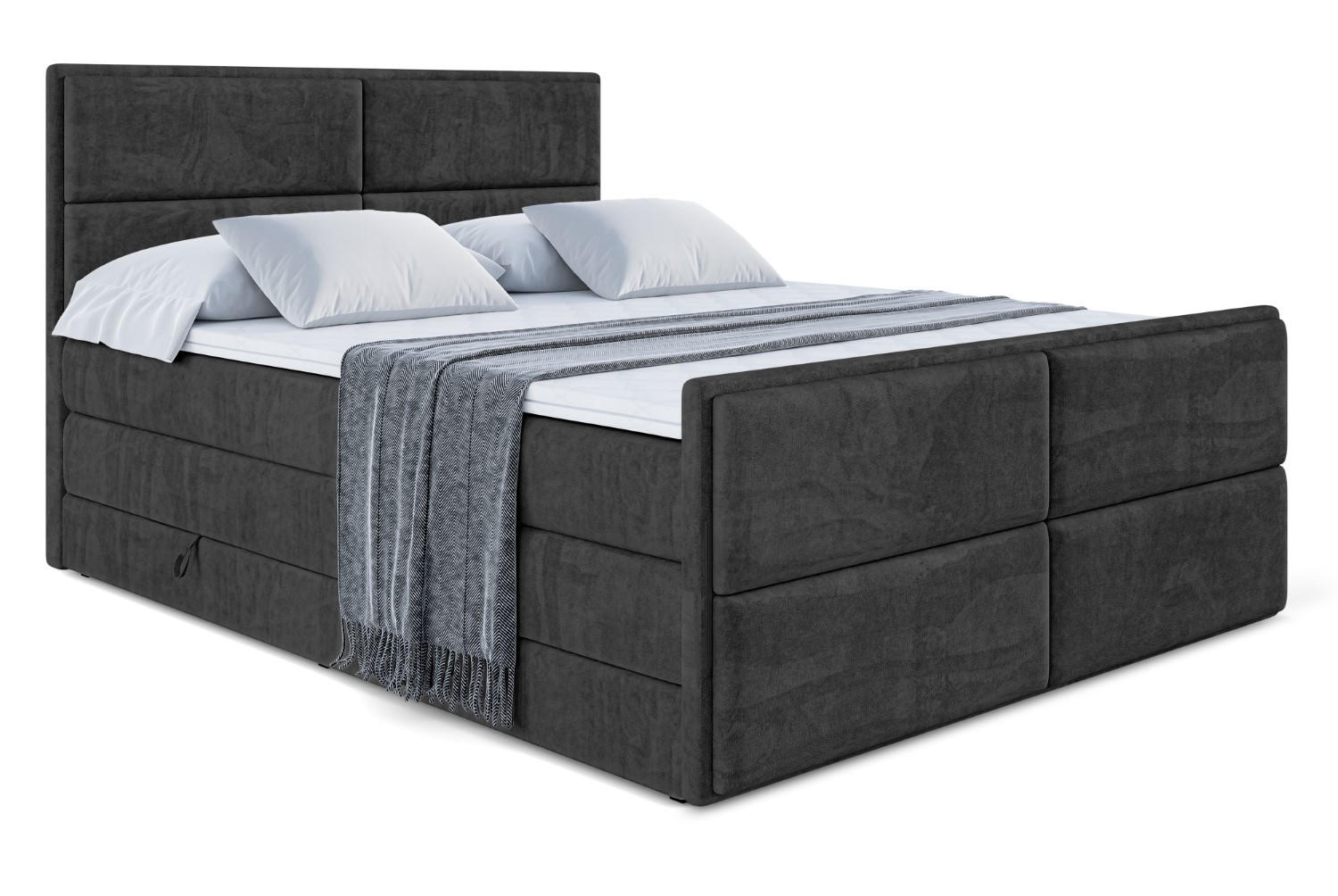 BOXSPRINGBETT AURA-Z KING - 140 x 200 - H3/H4 - Schwarz - Schwarz, Holzwerkstoff (140/200cm) - ALTDECOR