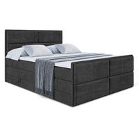 BOXSPRINGBETT AURA-Z KING - 140 x 200 - H3/H4 - Schwarz - Schwarz, Holzwerkstoff (140/200cm) - ALTDECOR
