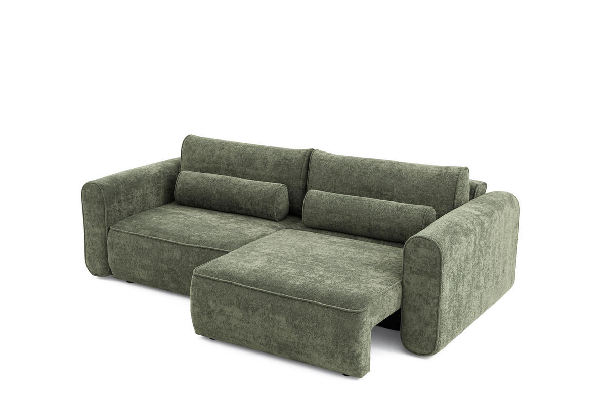 ECKSOFA Motion mit Schlaffunktion Funktional 3-sitzer Sofa - Grün, Textil (250/120cm) - Muffo