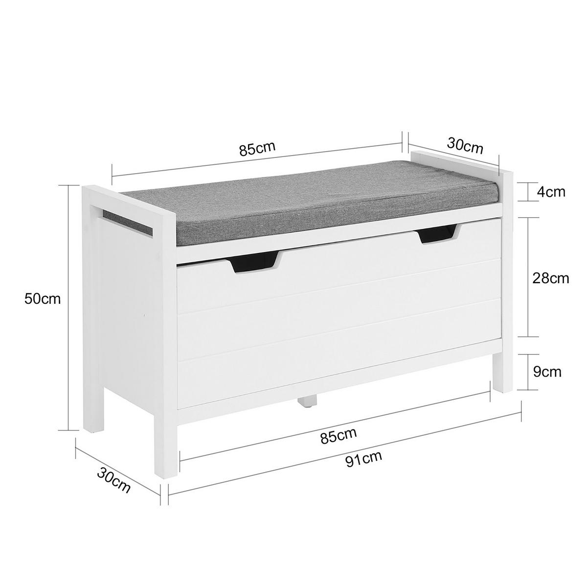 SCHUHBANK Weiß - Weiß, Holzwerkstoff (91/50/30cm) - SoBuy