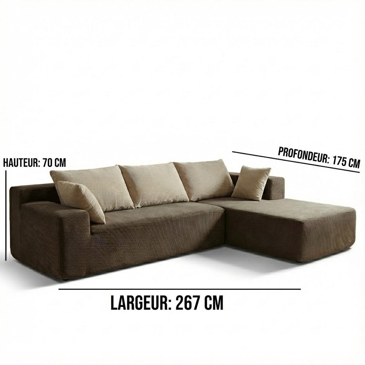 ECKSOFA Luna Orange Weiß 3-Sitzer Links - Orange, Textil (267/175cm) - COCO Living