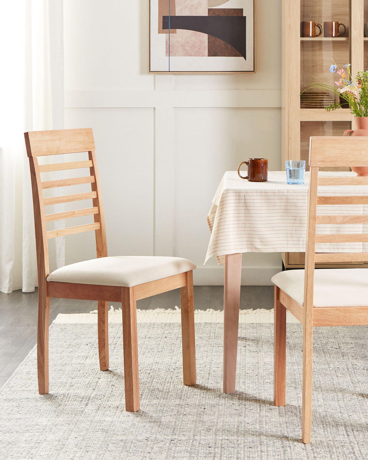 ESSZIMMERSTUHL 2er-Set Heller Holzfarbton Ortley - Hellbraun/Beige, Holz (40/96/51cm) - Beliani