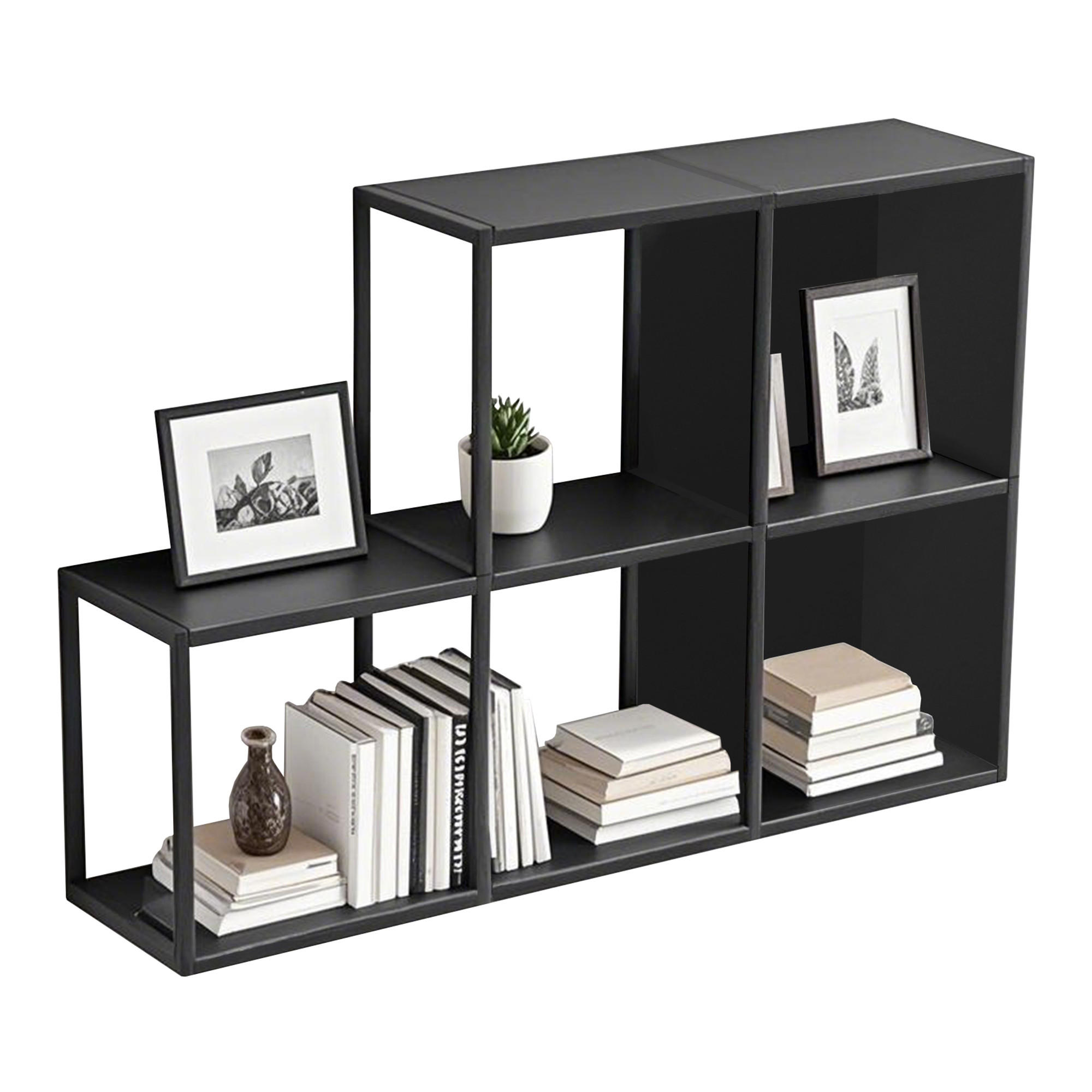 WANDREGAL-SET 5 TLG. Nostened - Schwarz, Metall (27.5/27.5/20cm) - [en.casa]