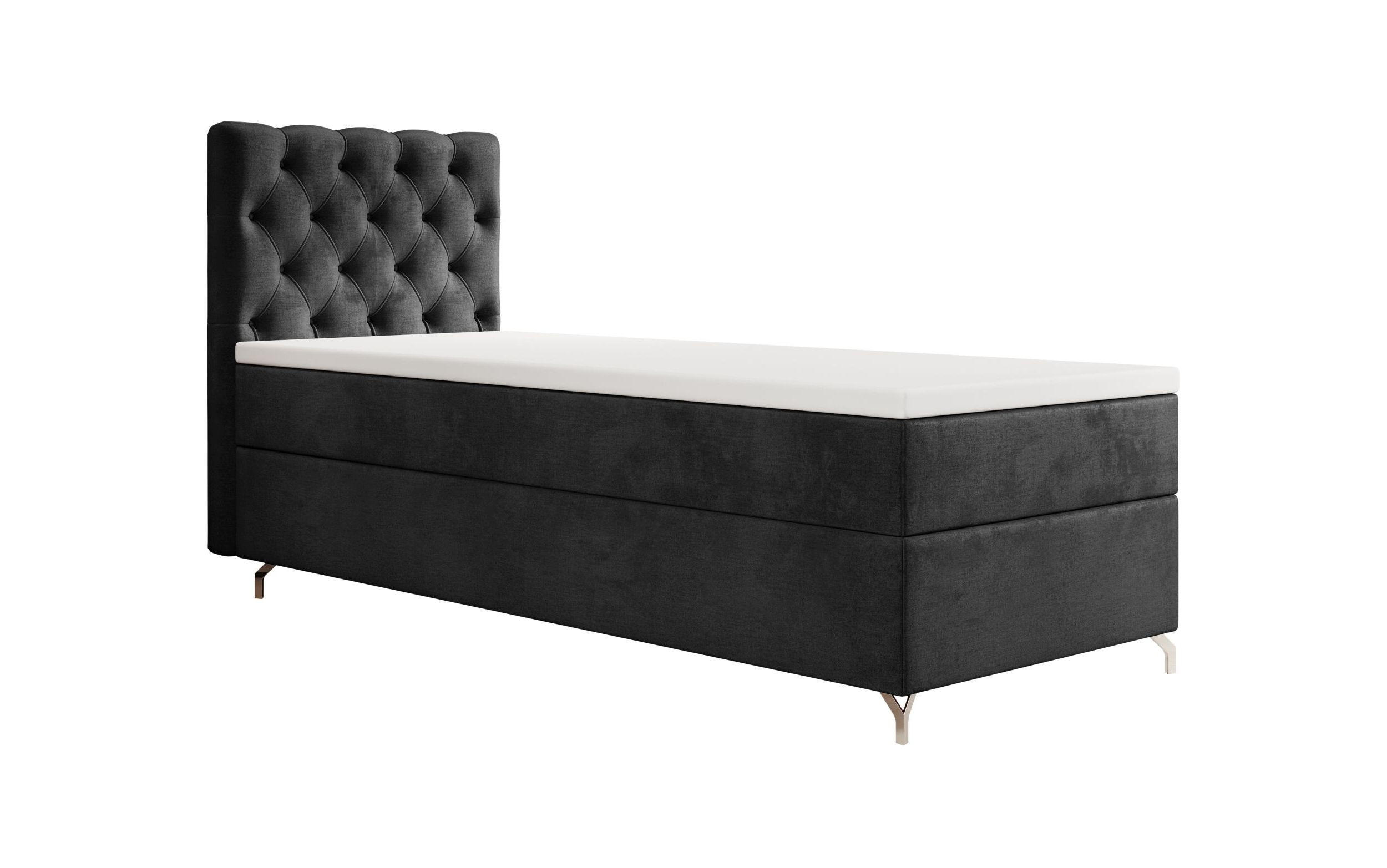 BOXBETT CHESTER P mit Matratze H3, Bonell und Topper 100x200 Monolith 97 - Dunkelgrau, Textil (100/200cm) - Bedante